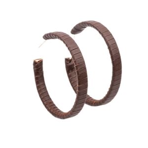 Leather Clad Legend Paparazzi Brown Leather Wrapped Hoop Earrings